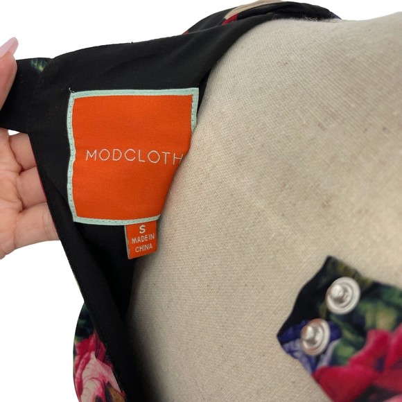 Modcloth Womens Flaunts And Needs Rose Floral Print Chiffon Sleeveless Dress S - Picture 11 of 14